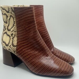 New Freda Salvador Lizard Snake Print Leather Boots 7.5 – Made in Spain